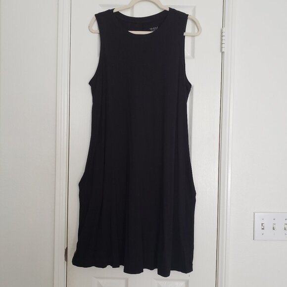 Time and Tru Black Round Neck Sleeveless Stretchy Dress w/ Pockets Size XXL - Picture 1 of 10